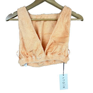 Atoir The Bahama Crop Top Women 4 Mango Terry Cloth Beachy Summery Festival Pool